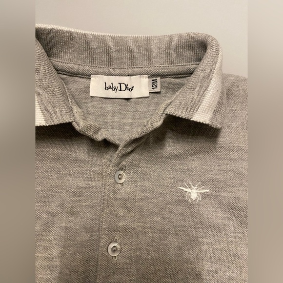 Baby Dior Grey Long Sleeve Polo Bodysuit - Size 12M - Picture 4 of 5